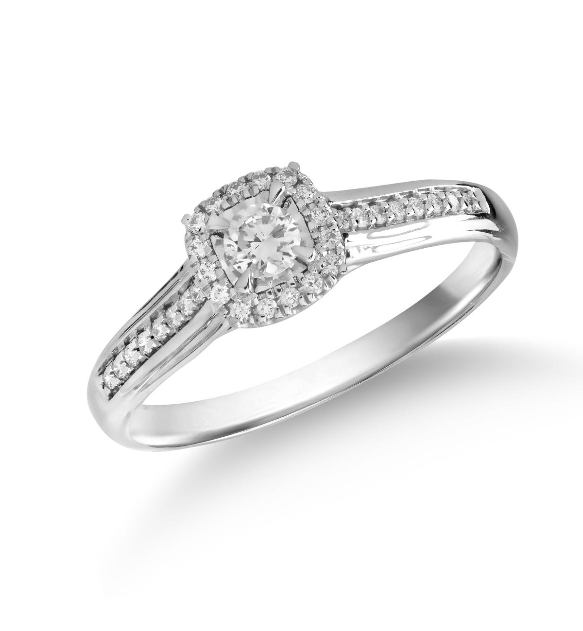 18K white gold ring with 0.147ct diamond and 0.122ct diamonds